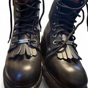 Harley-Davidson Black Leather Lace-Up Boots